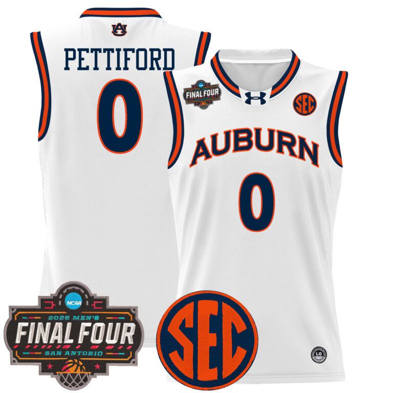 Men Auburn Tigers white Custom 2025 Final Four Patch Lightweight  NCAA Jersey->customized ncaa jersey->Custom Jersey
